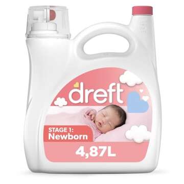 Dreft Stage 1: Newborn Hypoallergenic Liquid Baby Laundry Detergent (HE), Natural for Baby, Newborn, or Infant, 92 Oz (64 loads), Packaging may vary