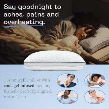 Coop Home Goods Eden Bed Pillow Queen Size for Sleeping on Back, Stomach and Side Sleeper- Medium Soft Memory Foam Cooling Gel - CertiPUR-US/GREENGUARD Gold