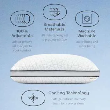 Coop Home Goods Eden Bed Pillow Queen Size for Sleeping on Back, Stomach and Side Sleeper- Medium Soft Memory Foam Cooling Gel - CertiPUR-US/GREENGUARD Gold