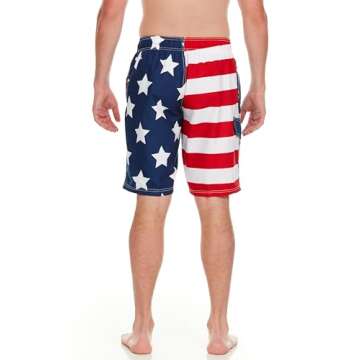 Kanu Surf Men's Standard Barracuda Swim Trunks (Regular & Extended Sizes), USA American Flag, Large