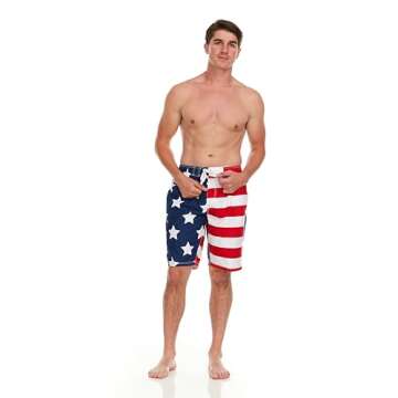Kanu Surf Men's Standard Barracuda Swim Trunks (Regular & Extended Sizes), USA American Flag, Large