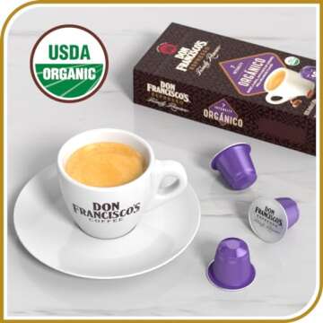 Don Francisco's Organico Espresso Pods: 40 Dark Roast Aluminum Capsules, Intensity 7, Compatible with Nespresso Original Line Machines - Bold Cuban-Style coffee with Caramel Notes