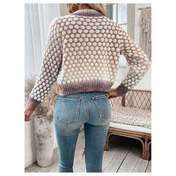 GORGLITTER Women's Button Up Colorful Cropped Cardigan Sweater Cute Long Sleeve Casual Knit Outwear Multicolored Small