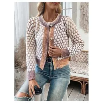 Stylish GORGLITTER Women's Colorful Cardigan Sweater