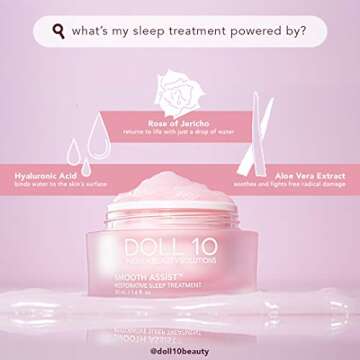 Doll 10 Smooth Assist Restorative Sleep Treatment - Results Overnight - Decreases Redness, Wrinkles & More - Hydrating Treatment (1.6 oz)
