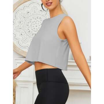 Chilylori Women's Stylish Loose Fit Workout Crop Tank Top