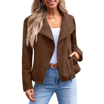AUTOMET Womens Faux Leather Jackets Suede Fall Fashion 2025 Outfits Winter Clothes Open Front Croppe...