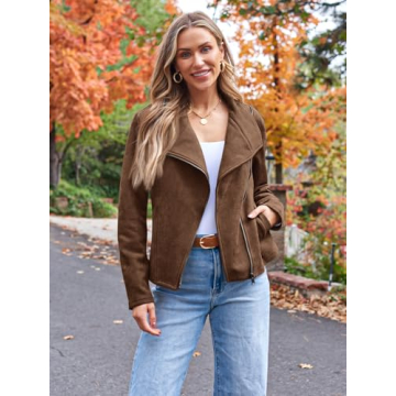 AUTOMET Womens Faux Suede Jacket for Stylish Comfort