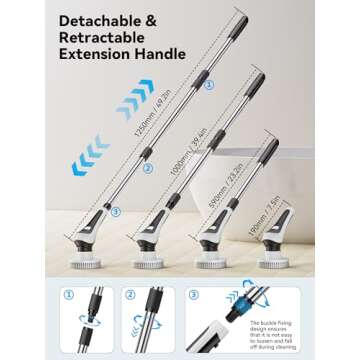 Electric Spin Scrubber,Cordless Cleaning Brush with Power Display Screen,IP68 Waterproof Shower Clea...