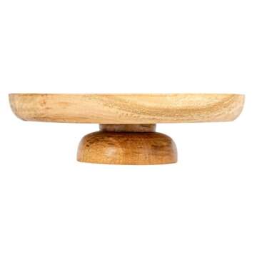 Bloomingville Round Natural Mango Wood Footed Cake Stand Bowl, Pack of 1