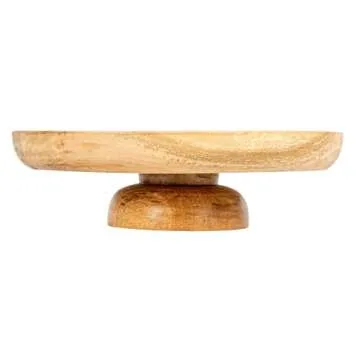 Bloomingville Round Natural Mango Wood Footed Cake Stand Bowl, Pack of 1