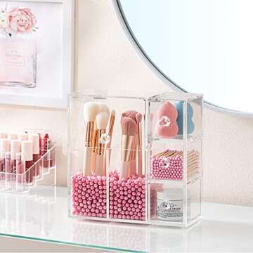 HBlife Acrylic Makeup Organizer with Brush Holders