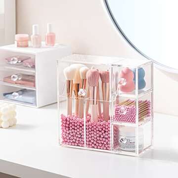 HBlife Acrylic Makeup Organizer with Brush Holders