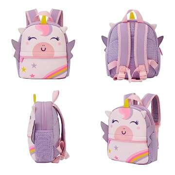 KK CRAFTS Toddler Backpack with Leash - Cute Unicorn Design