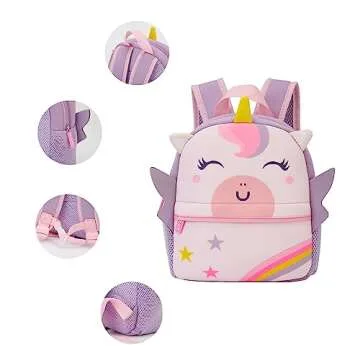 KK CRAFTS Toddler Backpack with Leash - Cute Unicorn Design
