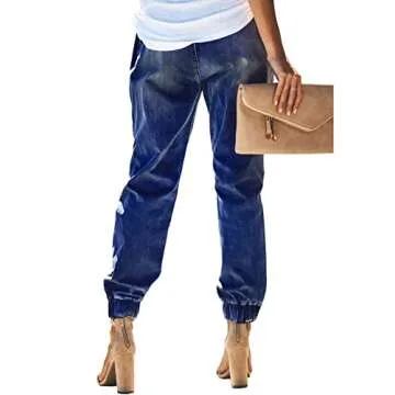 Sidefeel Women's Cargo Jeans - Stylish Ripped Joggers  Size 10