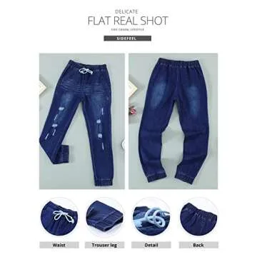 Sidefeel Women's Cargo Jeans - Stylish Ripped Joggers  Size 10