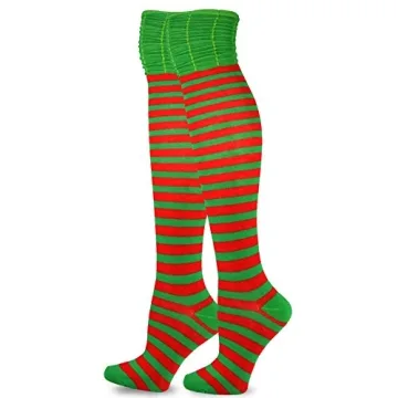 TeeHee Women’s Holiday Over the Knee High Socks 2-Pairs