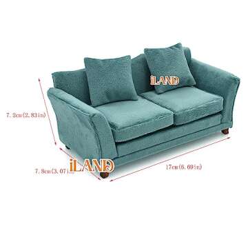 iLAND Modern Dollhouse Miniature Furniture Sofa in Velvet