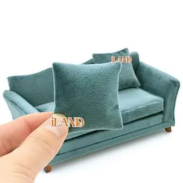 iLAND Modern Dollhouse Miniature Furniture Sofa in Velvet