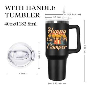 Noetuxi 40 oz Camping Coffee Mug Cup Vacuum Insulated Travel Tumbler with Handle Lid and Straw,Rv Camping Essentials Accessories