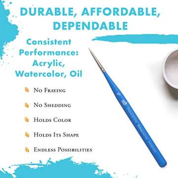 Princeton Select Artiste, Series 3750, Paint Brush for Acrylic, Watercolor and Oil, Petite Spotter, 10/0