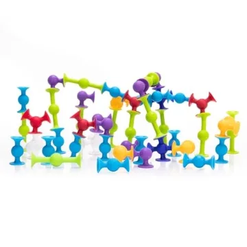 Fat Brain Toys Squigz Deluxe 50-Piece Suction Toy for Kids