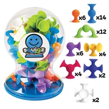 Fat Brain Toys Squigz Deluxe 50-Piece Suction Toy for Kids