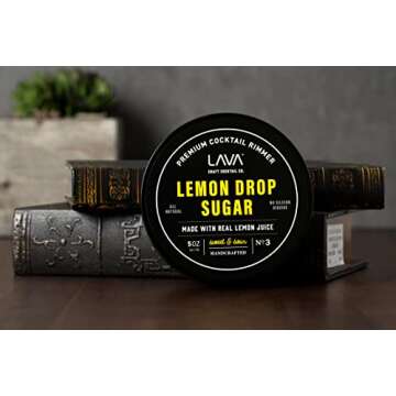 LAVA Premium Lemon Drop Sugar Cocktail Rimmer, All Natural Rimmer Sugar, Sweet & Sour, Real Lemons, Pure Cane Sugar, No Silicon Dioxide, with Easy Screw-On Lid - 5oz