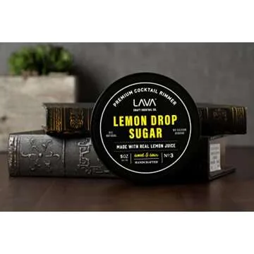 LAVA Premium Lemon Drop Sugar Cocktail Rimmer, All Natural Rimmer Sugar, Sweet & Sour, Real Lemons, Pure Cane Sugar, No Silicon Dioxide, with Easy Screw-On Lid - 5oz