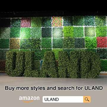 ULAND Artificial Hedges Panels, Topiary Fence Screening, Faux Greenery Grass Backdrop, Outdoor Privacy Wall Garden Fence Decoration, Pack of 6pcs 20"x20"