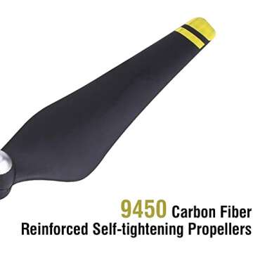 2 Pairs DJI 9450 Props Carbon Fiber Reinforced Self-tightening Propellers (Composite Hub, Black with Yellow Stripes)
