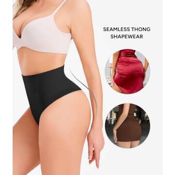 Nebility 2-Pack Thong Shapewear Tummy Control Shapewear Underwear Tummy Control Panties Seamless Shapewear