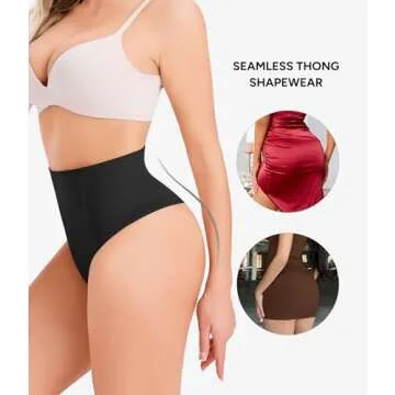 Nebility 2-Pack Thong Shapewear Tummy Control Shapewear Underwear Tummy Control Panties Seamless Shapewear