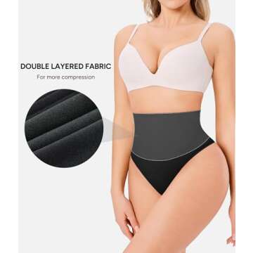 Nebility 2-Pack Thong Shapewear Tummy Control Shapewear Underwear Tummy Control Panties Seamless Shapewear