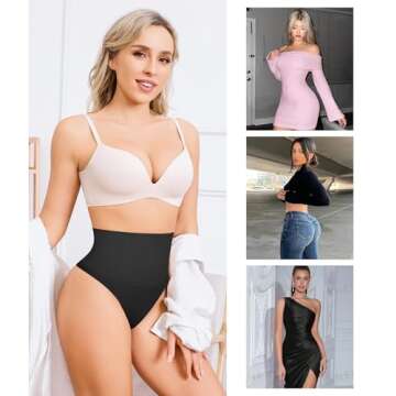 Nebility 2-Pack Thong Shapewear Tummy Control Shapewear Underwear Tummy Control Panties Seamless Shapewear