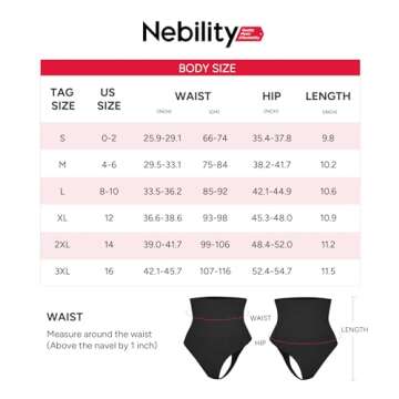 Nebility 2-Pack Thong Shapewear Tummy Control Shapewear Underwear Tummy Control Panties Seamless Shapewear