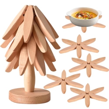 Wooden Tree Coasters Set of 4 - Eco-Friendly Trivets for Hot Dishes