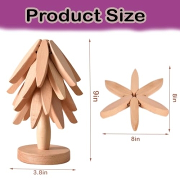 Wooden Tree Coasters Set of 4 for Hot Dishes and Gifts