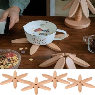 Wooden Tree Coasters Set of 4 for Hot Dishes and Gifts