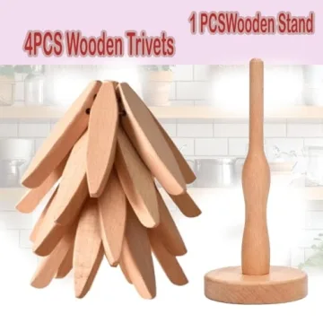 Wooden Tree Coasters Set of 4 for Hot Dishes and Gifts