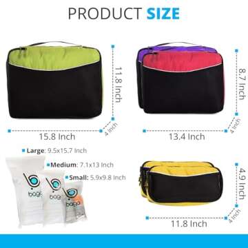 bago 8 Pcs Packing Cubes for Travel - 5 Travel Packing Cubes for Suitcases with 3 ZipLock Bags - Lug...