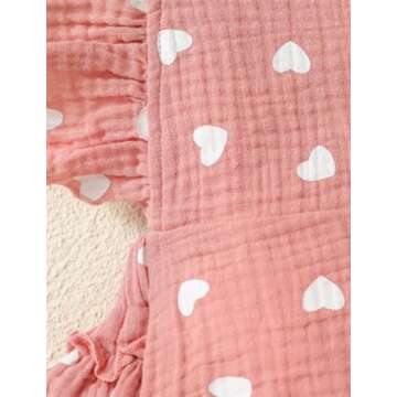 aichilra Baby Girl Love Print Romper Infant Girl One-Piece Bodysuit Short Sleeve Ruffled Summer Clothes Pink 0-6M