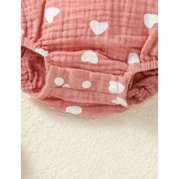 aichilra Baby Girl Love Print Romper Infant Girl One-Piece Bodysuit Short Sleeve Ruffled Summer Clothes Pink 0-6M