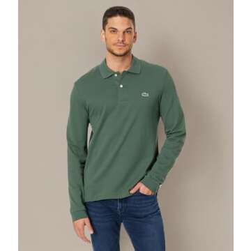 Lacoste Men's Classic Long Sleeve Pique Polo Shirt, Sequoia, X-Large