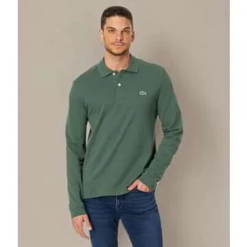 Lacoste Men's Classic Long Sleeve Pique Polo Shirt, Sequoia, X-Large