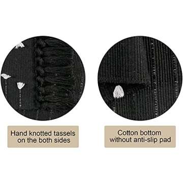 OJIA Boho Bathroom Rug 2 x 3ft, Indoor Accent Rug with Tassel, Machine Washable Cotton Hand-Woven Area Rug Farmhouse Throw Rug Indoor/Outdoor Floor Mat for Kitchen/Living Room/Bedroom/Doorway