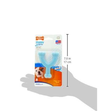Nylabone Puppy Wishbone Chew Toy - Puppy Chew Toy for Teething - Puppy Supplies - Blue, Chicken Flavor, X-Small/Petite (1 Count)