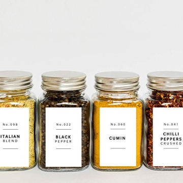 Farmhouse Spice Jar Labels Set 184 Preprinted + 8 Blank