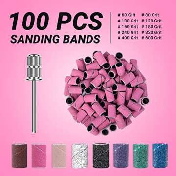 MelodySusie 100 Pcs Sanding Bands for Nail Care